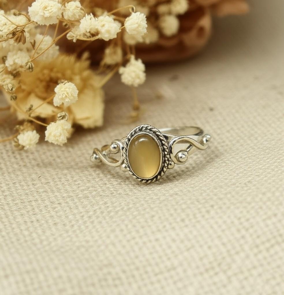 Handmade Smoky Quartz Ring | Sterling Silver Gemstone Ring | Oval Stone Ring | Unique Gift for Her, Smoky Quartz Statement Ring