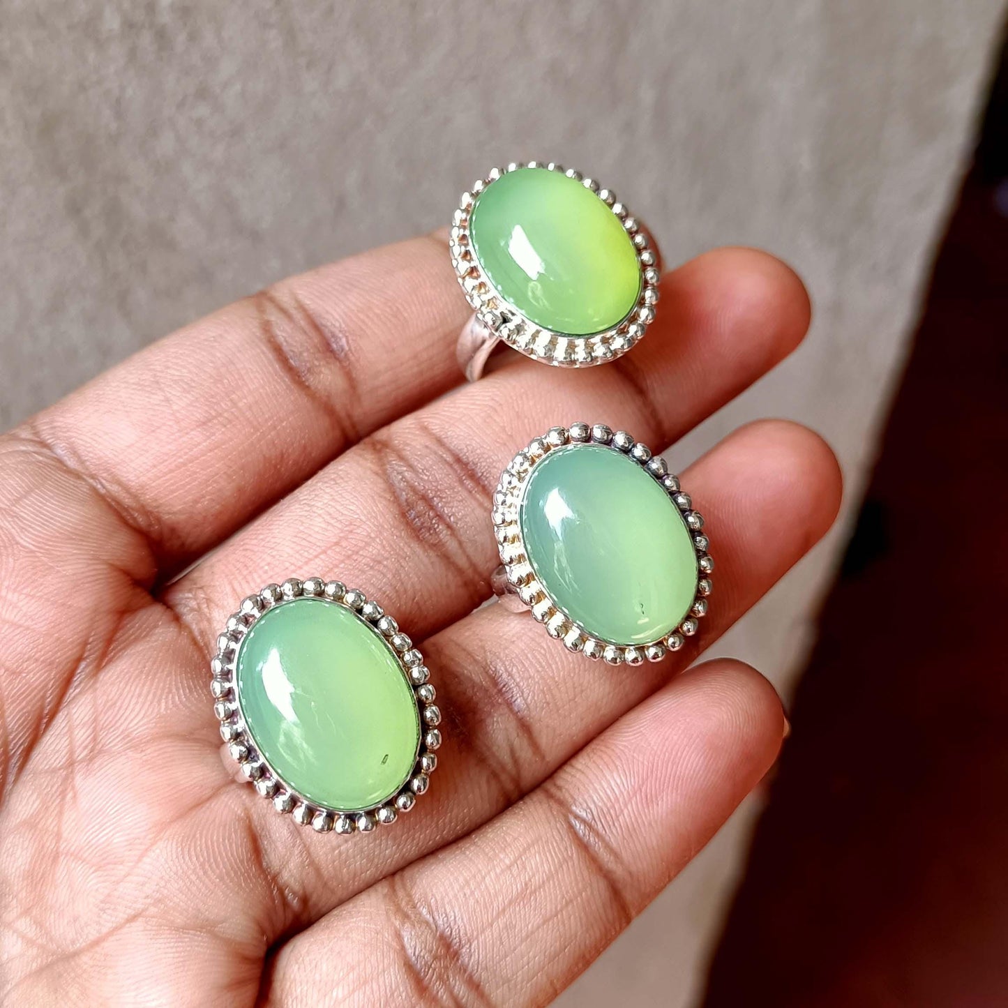 Prehnite Ring, Handmade Ring, Dainty Ring, Gemstone Ring, Natural Prehnite, Statement Ring, Bohemian Ring, Oval Green Gemstone Ring, Gift