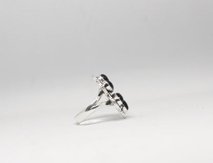 Black Onyx Ring Sterling Silver Women Boho Statement Healing Crystal Jewelry Gift for Her