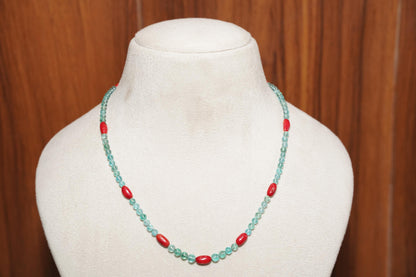 Apatite Necklace, Coral Beaded Necklace, Statement Jewelry, Handmade Jewelry, Natural Stone Jewelry, Beaded Necklace for Women, Gift for her