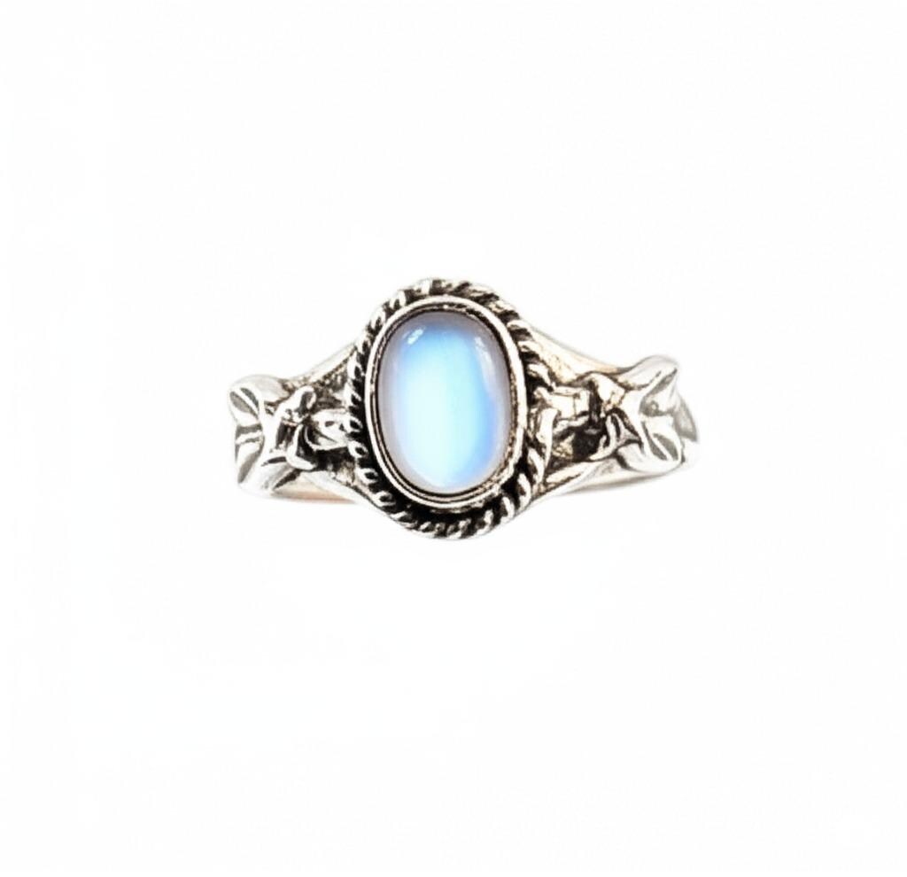 Antique Style Blue topaz Ring, Sterling Silver Topaz Ring, Oval Topaz Filigree Ring, Vintage Inspired Topaz Ring, Gift for Her, White topaz