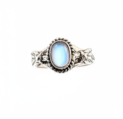 Antique Style Blue topaz Ring, Sterling Silver Topaz Ring, Oval Topaz Filigree Ring, Vintage Inspired Topaz Ring, Gift for Her, White topaz