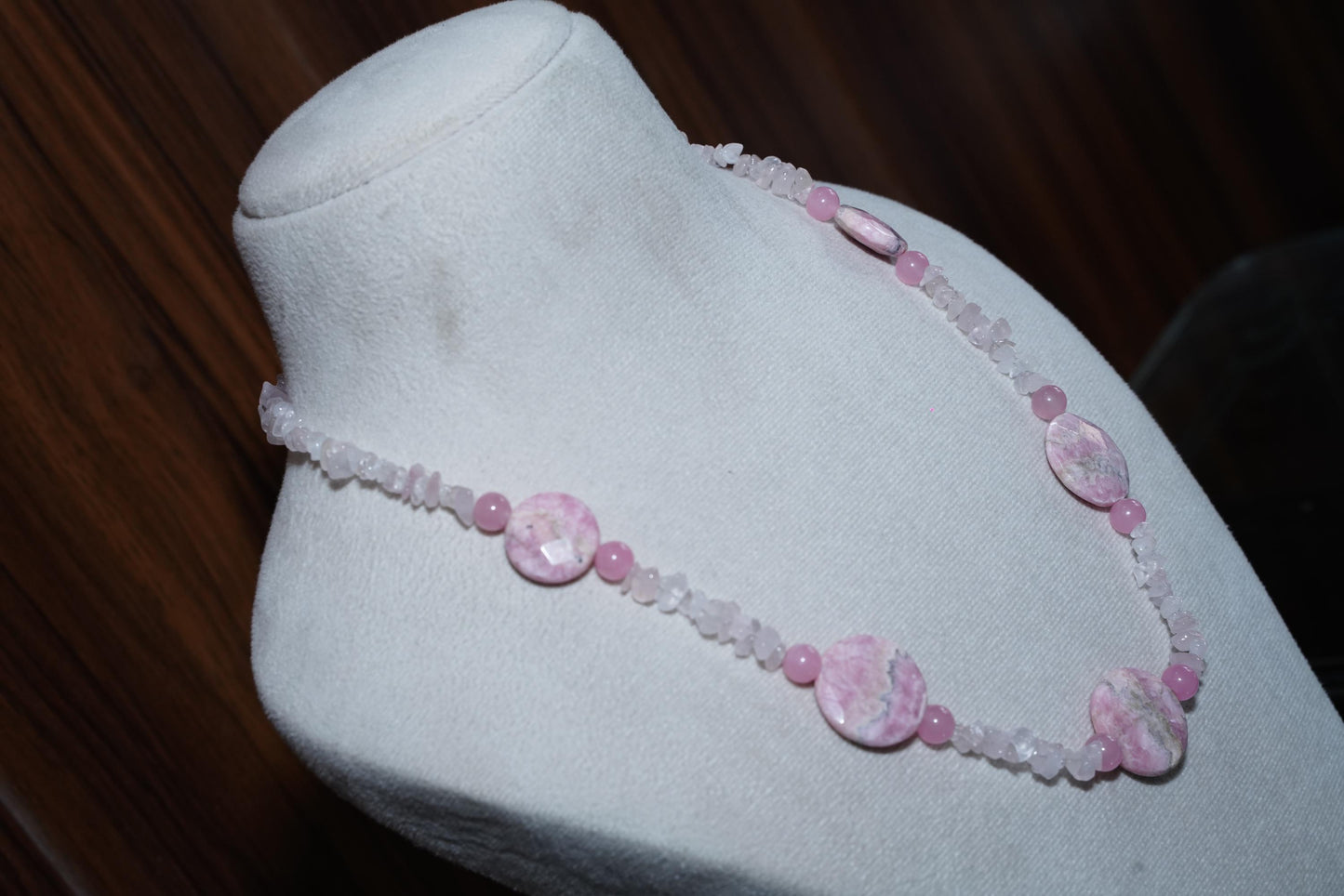 Handmade Rose Quartz Statement Necklace | Bohemian Pink Gemstone Collar| Natural Rose Quartz & Pink Stone Necklace Handcrafted Jewelry, Gift