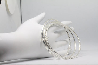 Sterling Silver Bangles | Silver Bangle Set | Silver Bracelet Set | silver Bracelets | Minimalist Bangles | Simple Bangles | Modern Bangles