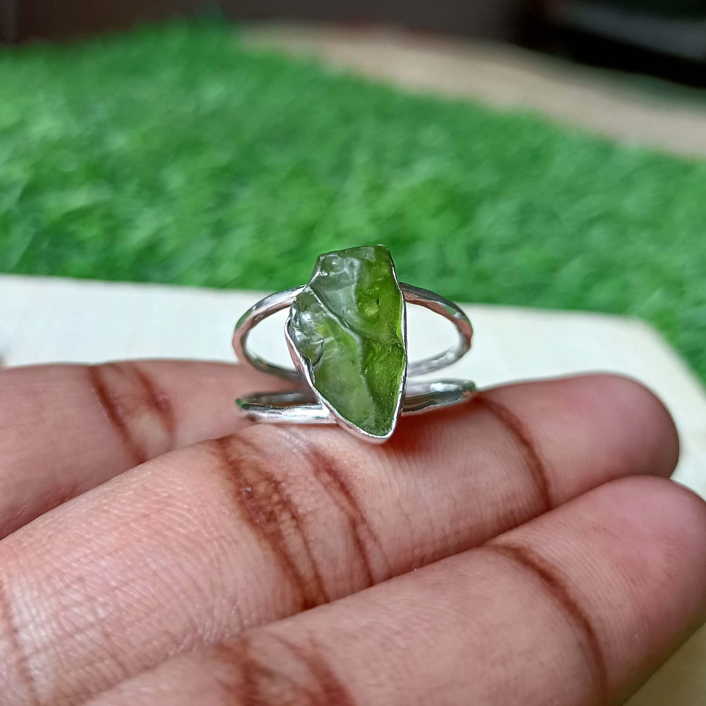 Moldavite  Ring, Handmade Ring, 925 Silver Ring, Natural Moldavite , Dainty Ring, Raw Gemstone Ring, Moldavite Women Ring, Statement Ring