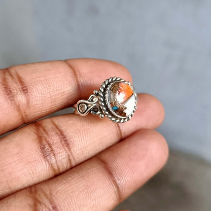 Oyster Copper Turquoise Ring, Women Ring, 925 Silver Ring, Handmade Ring, Natural Oyster, December Birthstone, Gemstone Ring, Dainty Ring