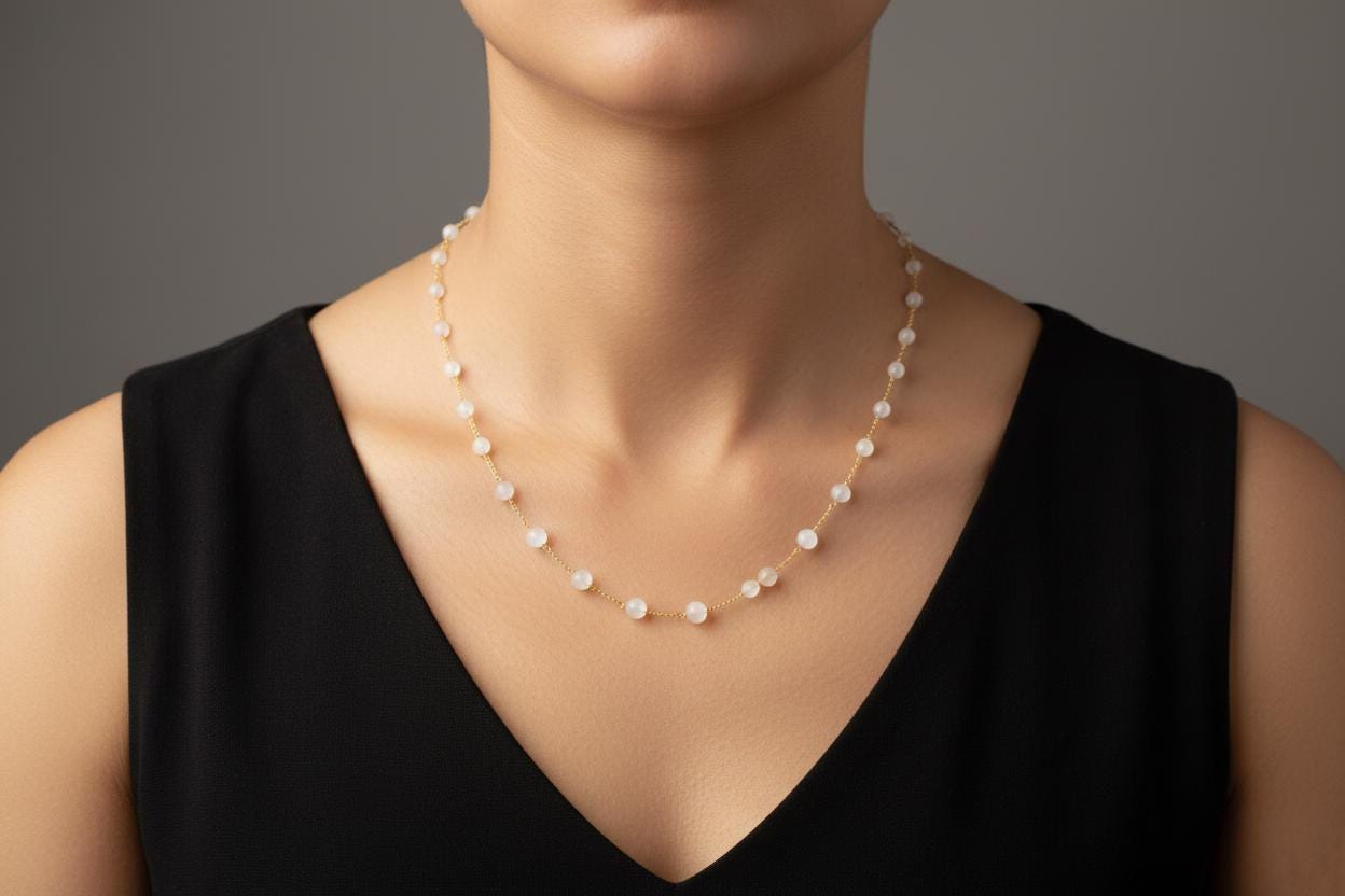 Moonstone Pearl Necklace | Gold-Plated Necklace | Handmade Jewelry | Moonstone Necklace | Gift for Her | Moonstone Jewelry | Christmas Gift