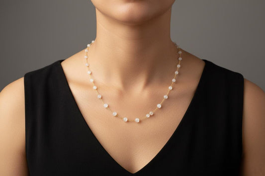 Moonstone Pearl Necklace | Gold-Plated Necklace | Handmade Jewelry | Moonstone Necklace | Gift for Her | Moonstone Jewelry | Christmas Gift