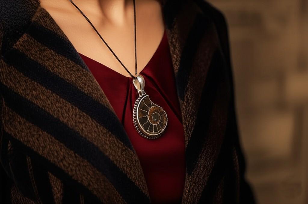 Ammonite Fossil Pendant – Designer Handmade 925 Sterling Silver Pendant, Spiral Pendent, Shell Pendant, Necklace Pendant, Gift for her