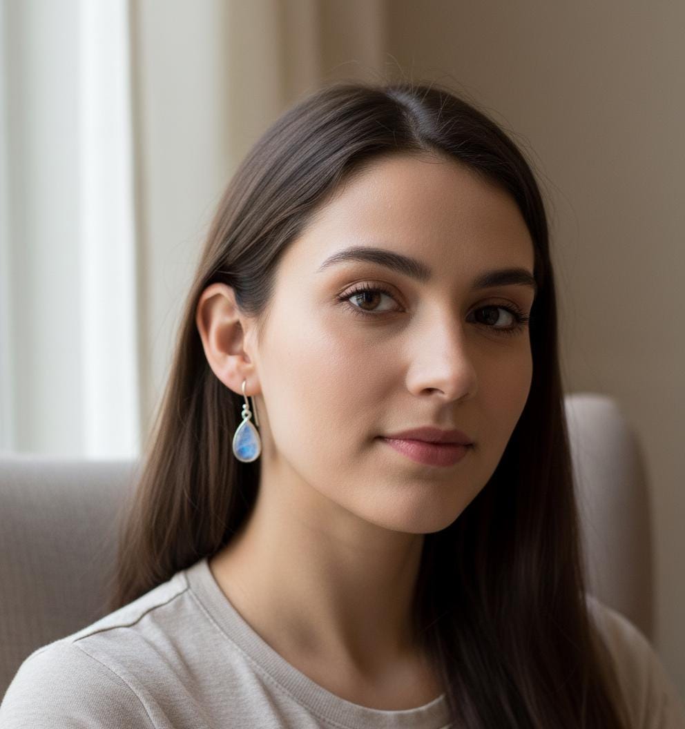 Handmade Moonstone Drop Earrings |Teardrop Gemstone Earrings in Sterling Silver | Boho Dangle Earrings |June Birthstone Jewelry Gift for Her