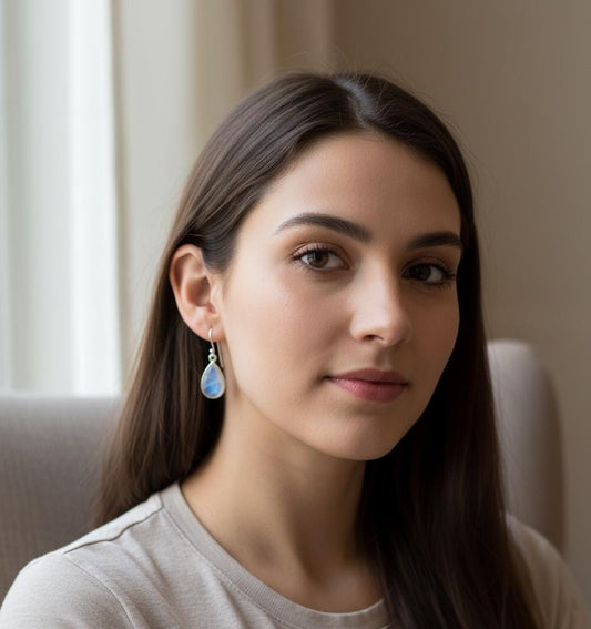 Handmade Moonstone Drop Earrings |Teardrop Gemstone Earrings in Sterling Silver | Boho Dangle Earrings |June Birthstone Jewelry Gift for Her