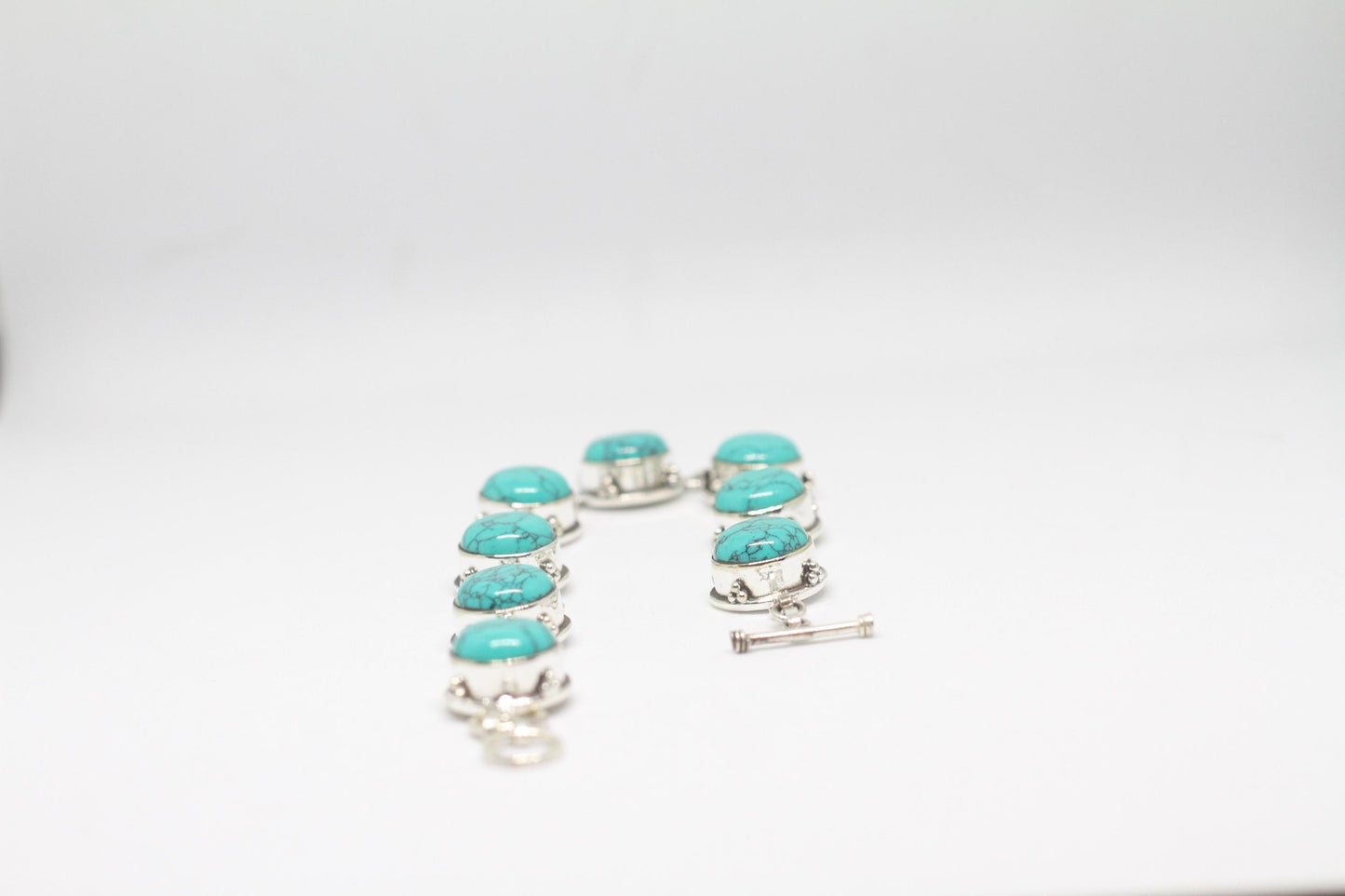 Vintage Style Turquoise Bracelet Sterling Silver December Birthstone Boho Statement Jewelry