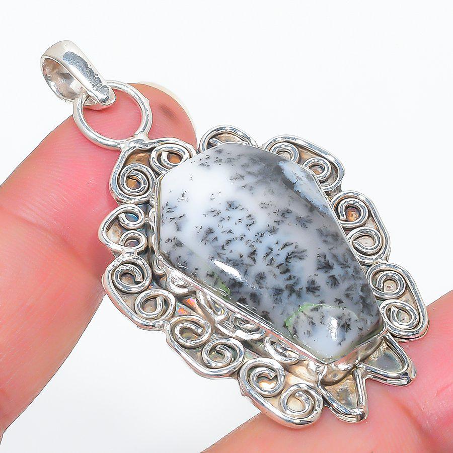 Dendritic Opal Pendant | Natural Opal Pendant | Sterling Silver Opal Pendant | Celestial Opal Necklace | Handmade Opal Pendant |Gift for Her