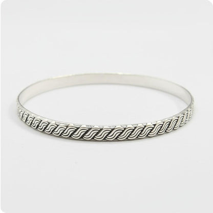 Sterling Silver Braided Bangle | Woven Pattern Bangle | Unisex Everyday Bracelet | Handmade Braided Silver Bracelet | Gift for her