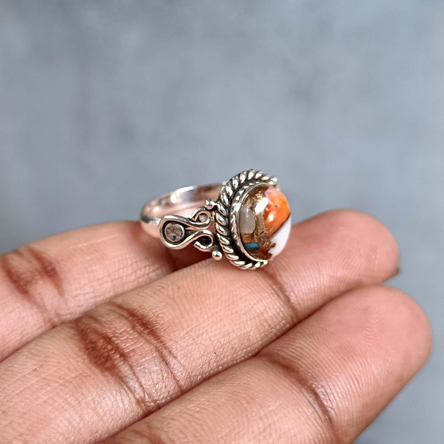 Oyster Copper Turquoise Ring, Women Ring, 925 Silver Ring, Handmade Ring, Natural Oyster, December Birthstone, Gemstone Ring, Dainty Ring