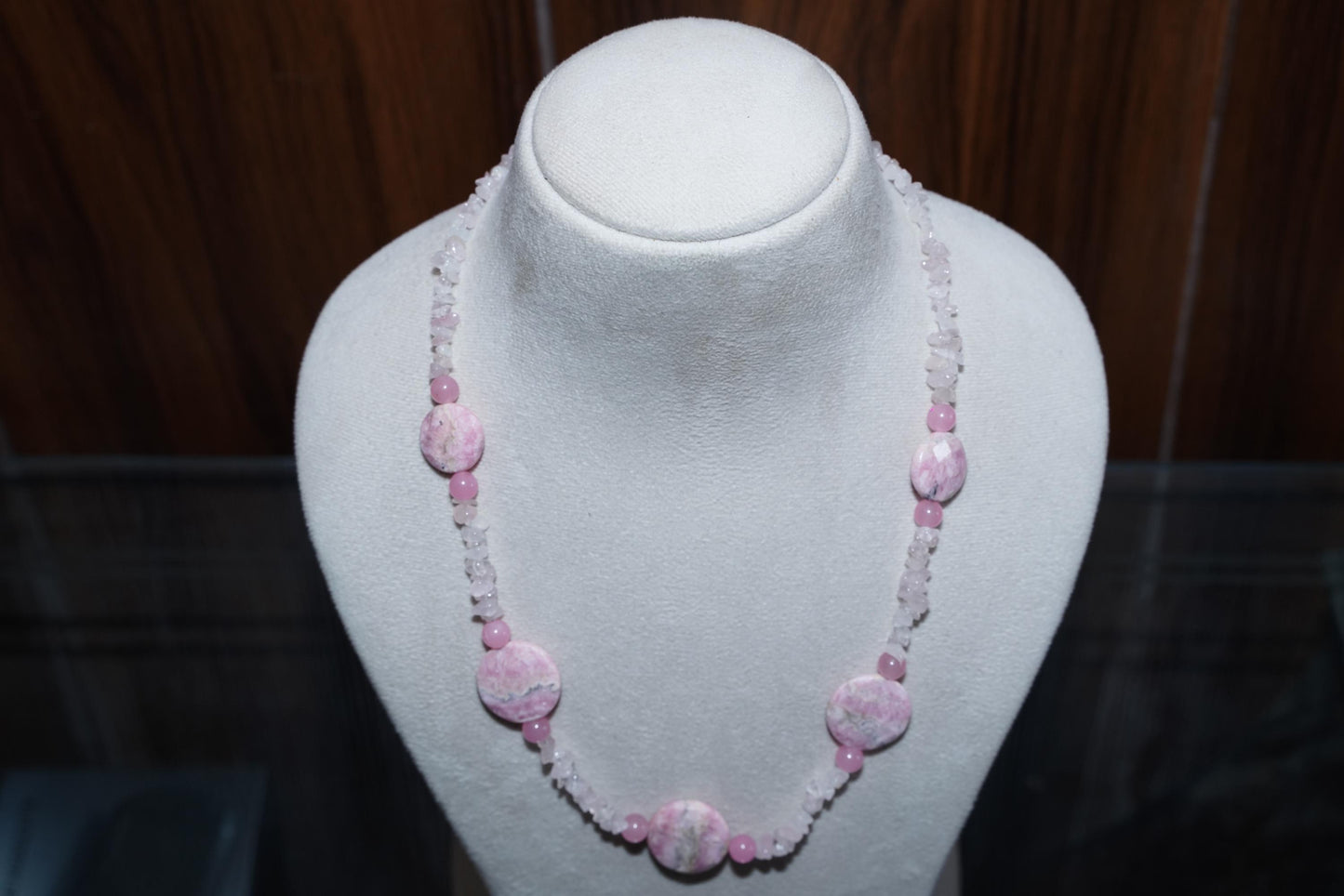 Handmade Rose Quartz Statement Necklace | Bohemian Pink Gemstone Collar| Natural Rose Quartz & Pink Stone Necklace Handcrafted Jewelry, Gift