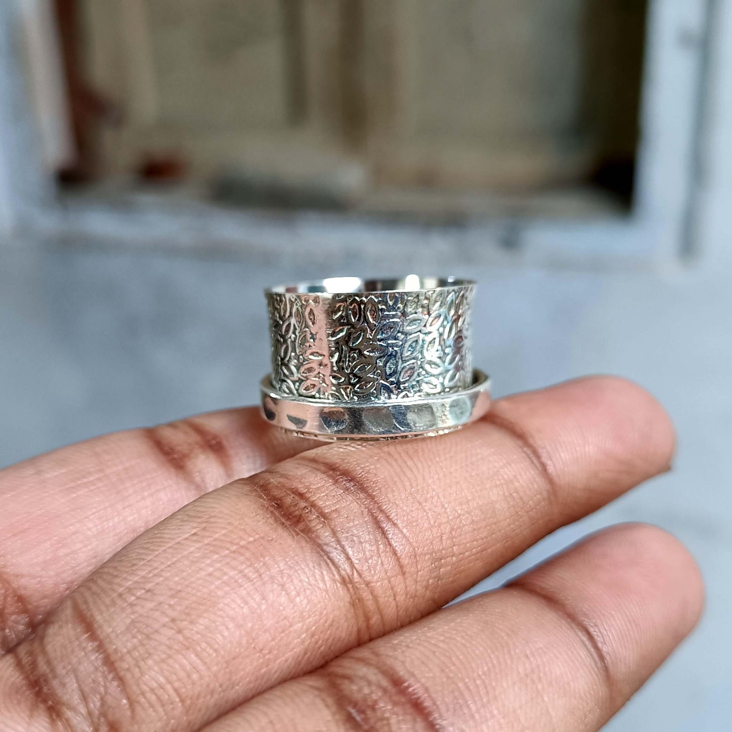 Sterling Silver Spinner Ring Women, Anxiety Ring Fidget Ring, 925 Silver Meditation Ring, Boho Thumb Ring, Worry Ring, Gift for Her