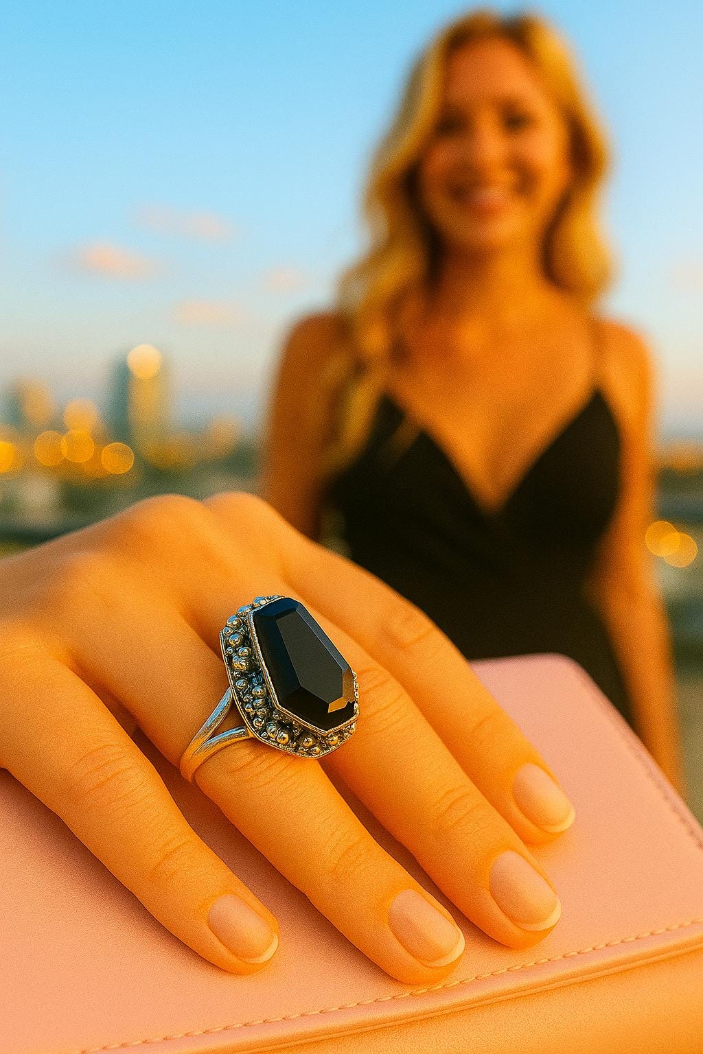 Vintage Black Onyx Ring: Handcrafted Sterling Silver Statement