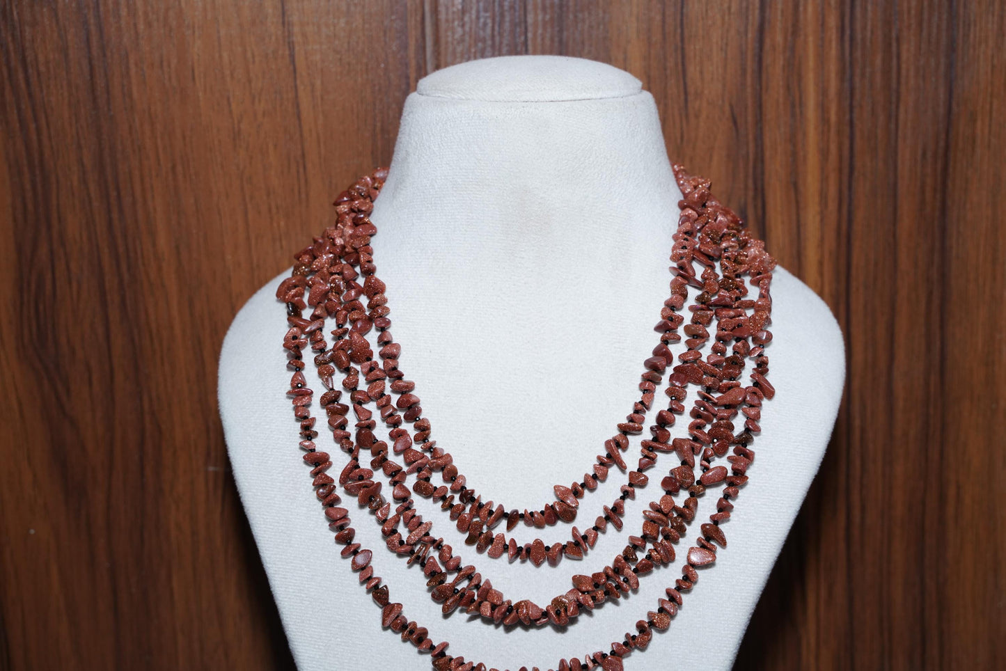 Handmade Sunstone and Black Spinel Multi-Strand Necklace | Bohemian Sunstone & Black Spinel Statement Necklace | The Sunstone  Black Spinel