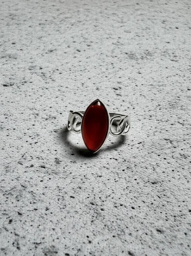 Carnelian Ring | Sterling Silver Marquise Ring | Natural Gemstone Jewelry | Handmade Gift for Her, Artisan Carnelian Ring | Sterling Silver