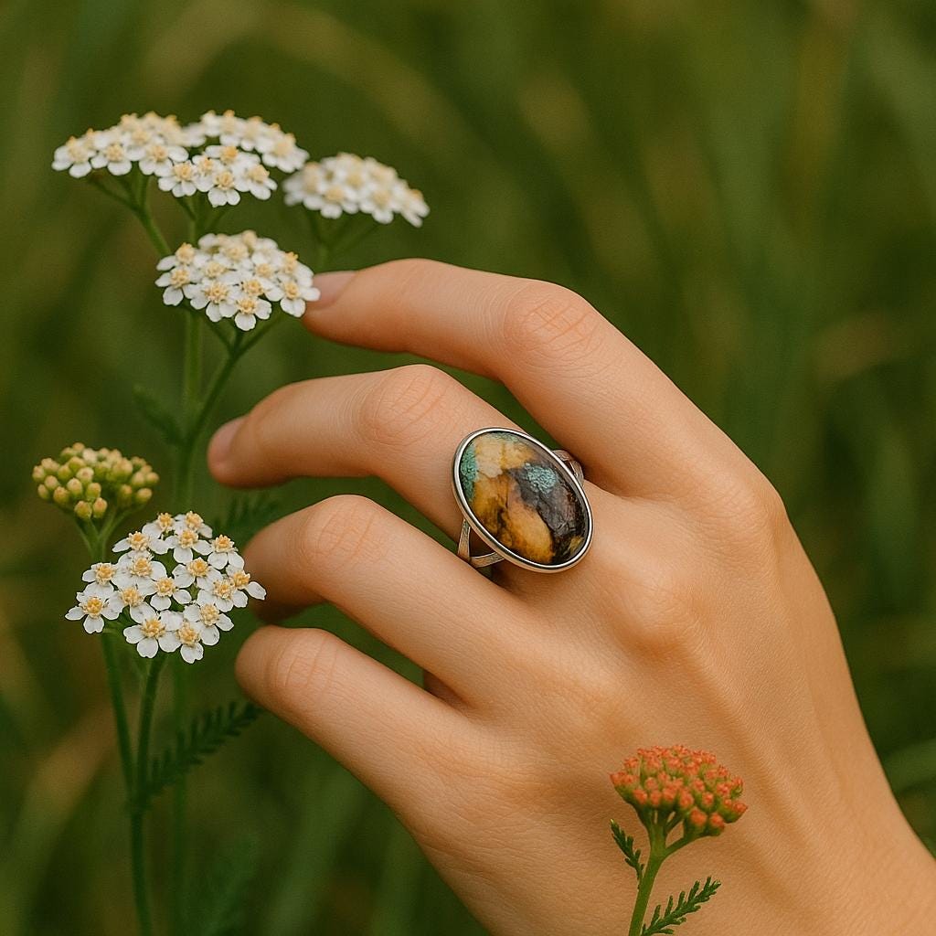 Natural Spiny Oyster and Turquoise Sterling Silver Ring- Unique Coastal Jewelry | Handmade Turquoise Ring, Oval Turquoise Ring, Gift for her