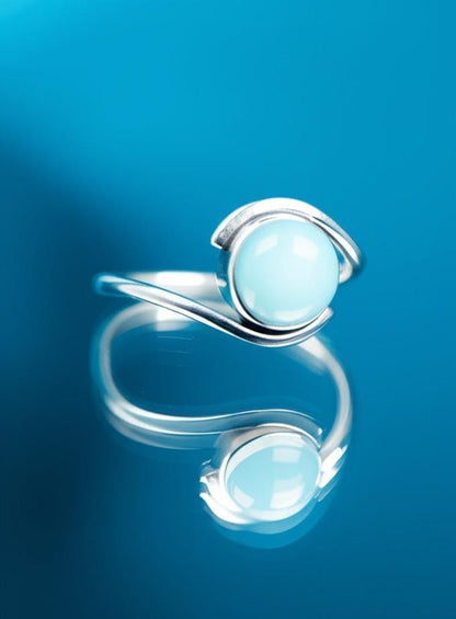 Larimar Ring, Dainty Ring, 925 Silver Ring, Natural Larimar, Statement Ring, Larimar Jewelry, Gemstone Ring, Women Ring, Bohemian Ring