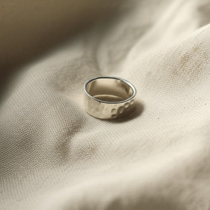 Hammered Sterling Silver Ring | Textured Silver Band, Minimalist Silver Ring | Hand Hammered Band, Everyday Sterling Silver Ring | Gift her