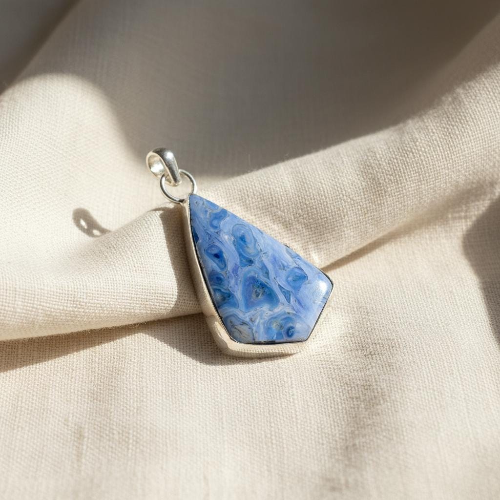 Serenity Blue Agate Pendant | Women pendent, Silver Pendant, Women Pendant, Natural Agate, Dainty Pendant, Agate Jewelry, Boho Pendant, Gift