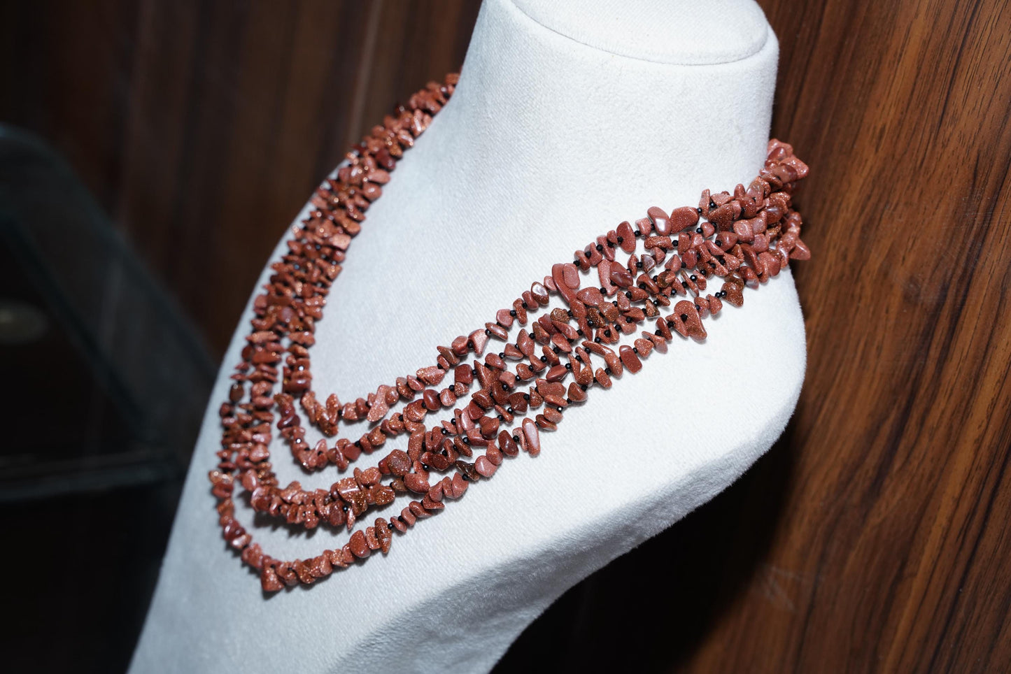 Handmade Sunstone and Black Spinel Multi-Strand Necklace | Bohemian Sunstone & Black Spinel Statement Necklace | The Sunstone  Black Spinel