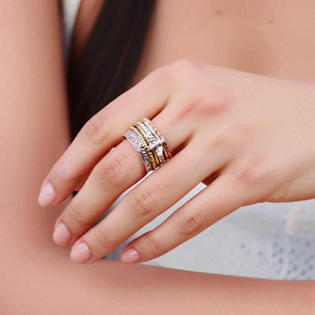 Honey Bee Spinner Ring for Women - 925 Sterling Silver Fidget Ring Handmade Gift | Women's Honey Bee Spinner Ring, Gift for Her, Women Ring