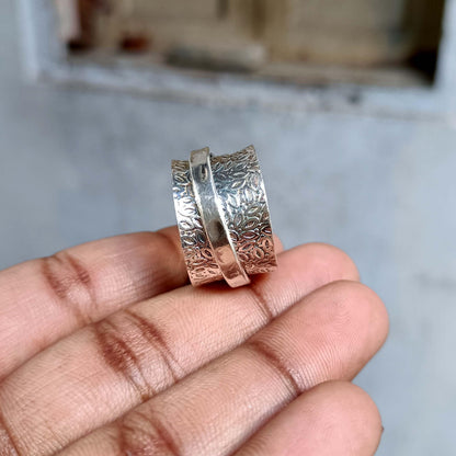 Sterling Silver Spinner Ring Women, Anxiety Ring Fidget Ring, 925 Silver Meditation Ring, Boho Thumb Ring, Worry Ring, Gift for Her