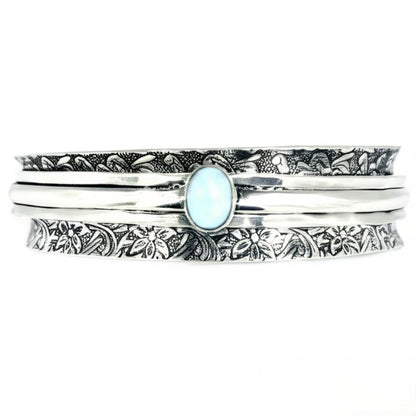 Larimar Bangle, Spinner Bangle, 925 Silver Bangle, Gemstone Bangle, Natural Larimar, Handmade Bangle, Fidget Bangle, Bohemian Bangle, Gift