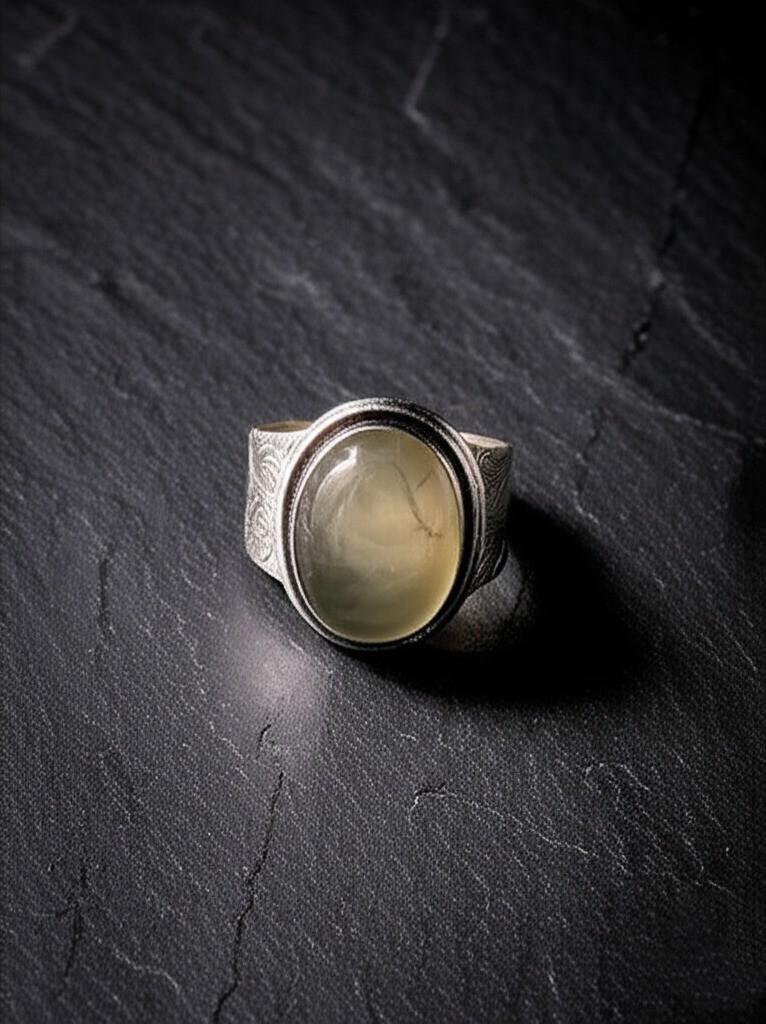 Moonstone Ring | Sterling Silver Moonstone Jewelry | Wide Band Ring | Handmade Gemstone Ring | Boho Moonstone Ring | Etched Silver Ring