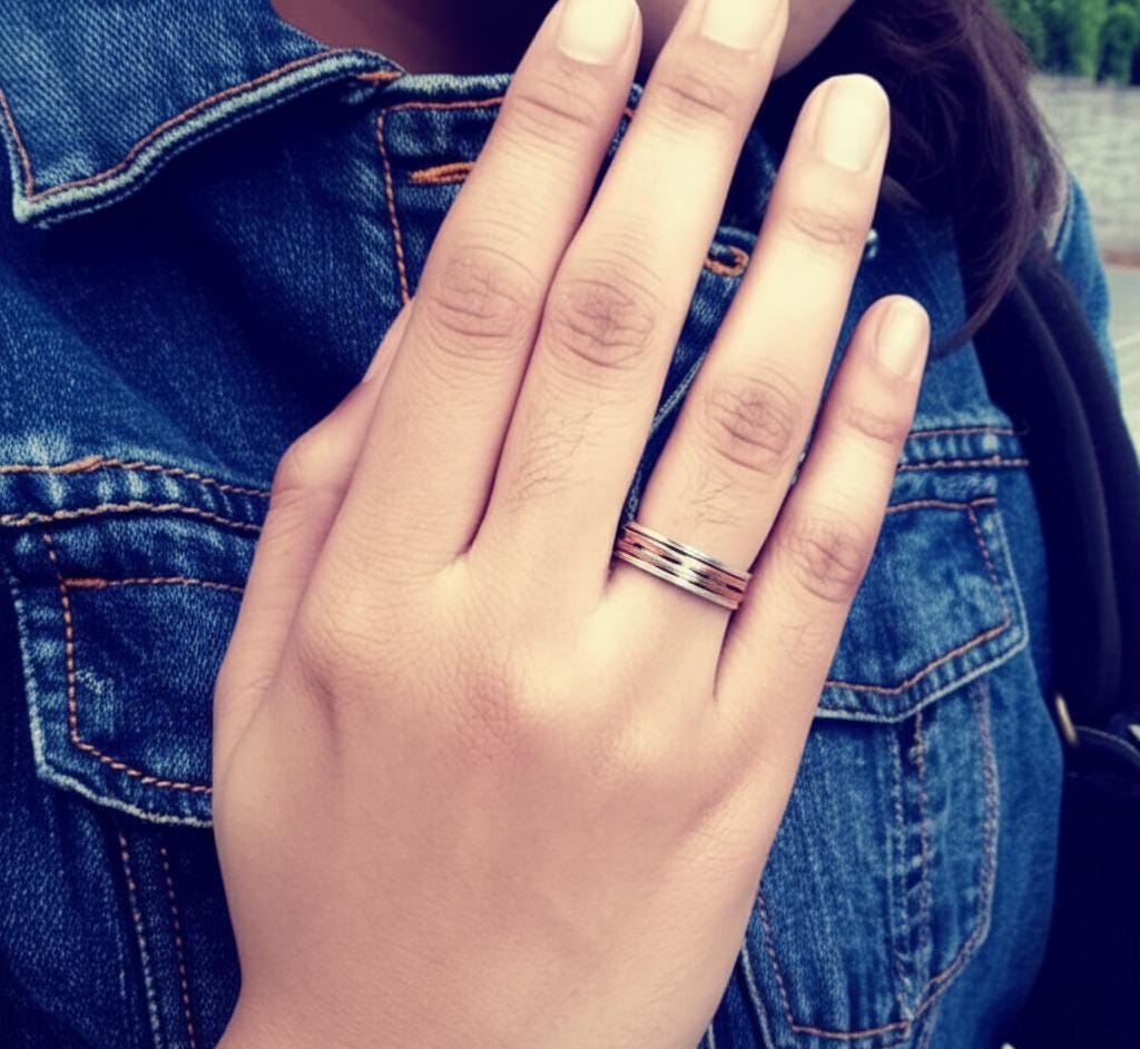 Spinner Ring, Solid 925 Sterling Silver, Ring For Gift Idea A unique and Stylish Silver Ring Wave Design Gold-Plated Bohemian Ring, Gift him