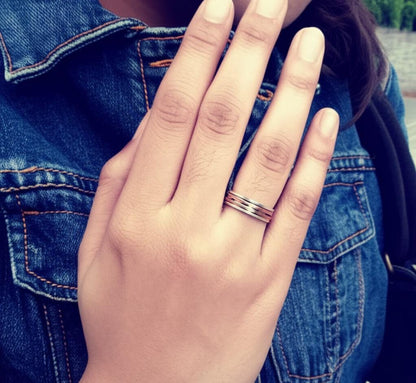 Spinner Ring, Solid 925 Sterling Silver, Ring For Gift Idea A unique and Stylish Silver Ring Wave Design Gold-Plated Bohemian Ring, Gift him