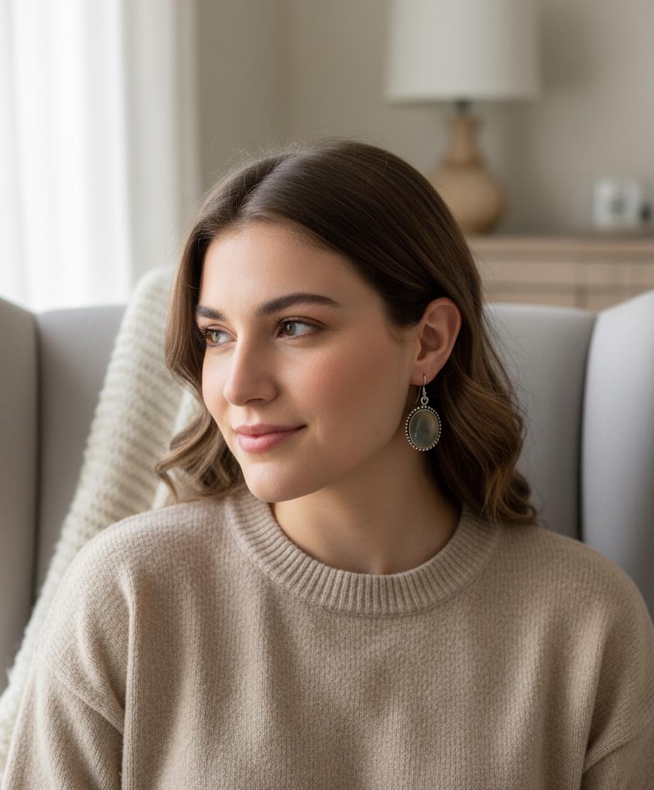 Prehnite Earring, Prehnite jewelry, Dangle earrings, Boho earrings, Gift for her, Handmade earrings, Prehnite gemstone earrings, Christmas