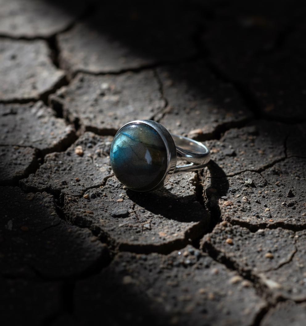 Sterling Silver Labradorite Ring | Blue Flash Labradorite Statement Ring | Natural Gemstone Ring | Boho Jewelry Gift for Her