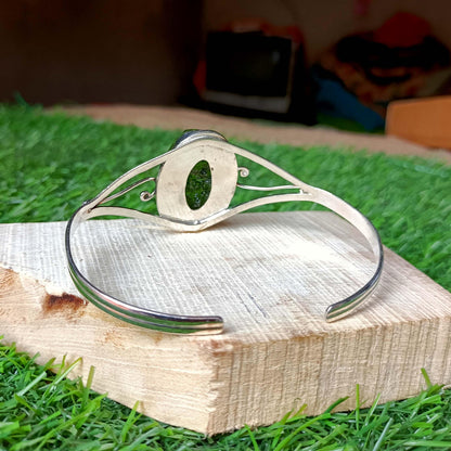 Moldavite Bangle, Handmade Bangle, Women Bangle, Gemstone Bangle, Moldavite Jewelry, 925 Silver Bangle, Dainty Bangle, Cuff Bangle