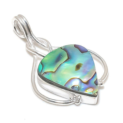 Abalone Shell Pendant in Sterling Silver | Handmade Ocean Jewelry | Iridescent Paua Shell Necklace Charm | Unique Boho Healing Pendant