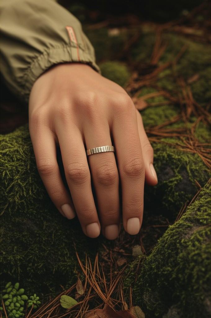 Minimalist Silver Band Ring | Textured Sterling Silver Ring | Modern Everyday Jewelry | Handmade Minimalist Ring | Bar Textured Silver Band