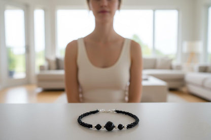 Black spinel bracelet, Black spinel, Handmade Bracelet, Agate Bracelet, Black bracelet, Black spinel jewelry, Black bead bracelet, Gift Her