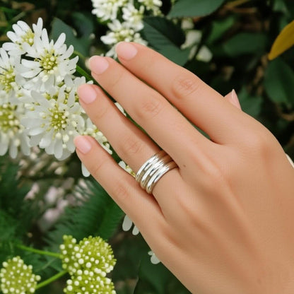 Sterling Silver Triple Band Ring, Minimalist Stackable Ring, Modern Silver Jewelry, Gift for herm Wide Silver Band Ring, Stacking Ring