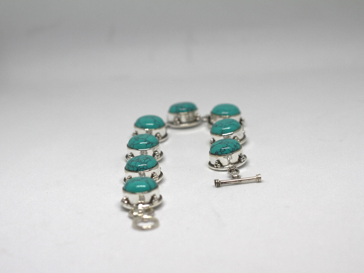 Vintage Style Turquoise Bracelet Sterling Silver December Birthstone Boho Statement Jewelry