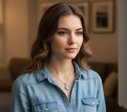 Abalone Shell Pendant in Sterling Silver | Handmade Ocean Jewelry | Iridescent Paua Shell Necklace Charm | Unique Boho Healing Pendant