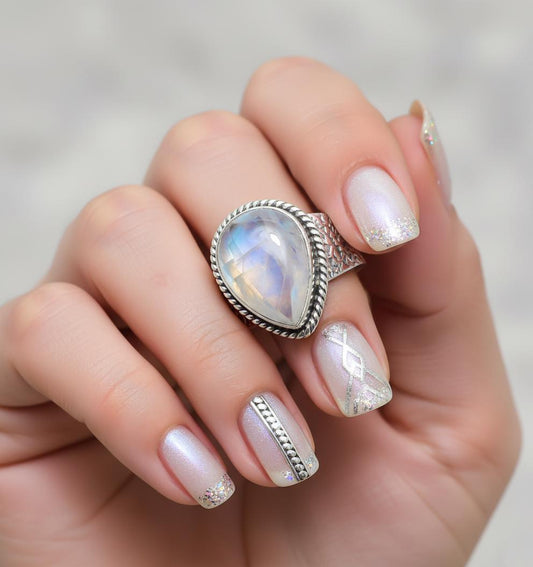 Moonstone Ring, Sterling Silver Ring, Teardrop Moonstone Ring, Birthstone Ring for Her, Statement Ring, Boho Ring, Handmade Moonstone Ring