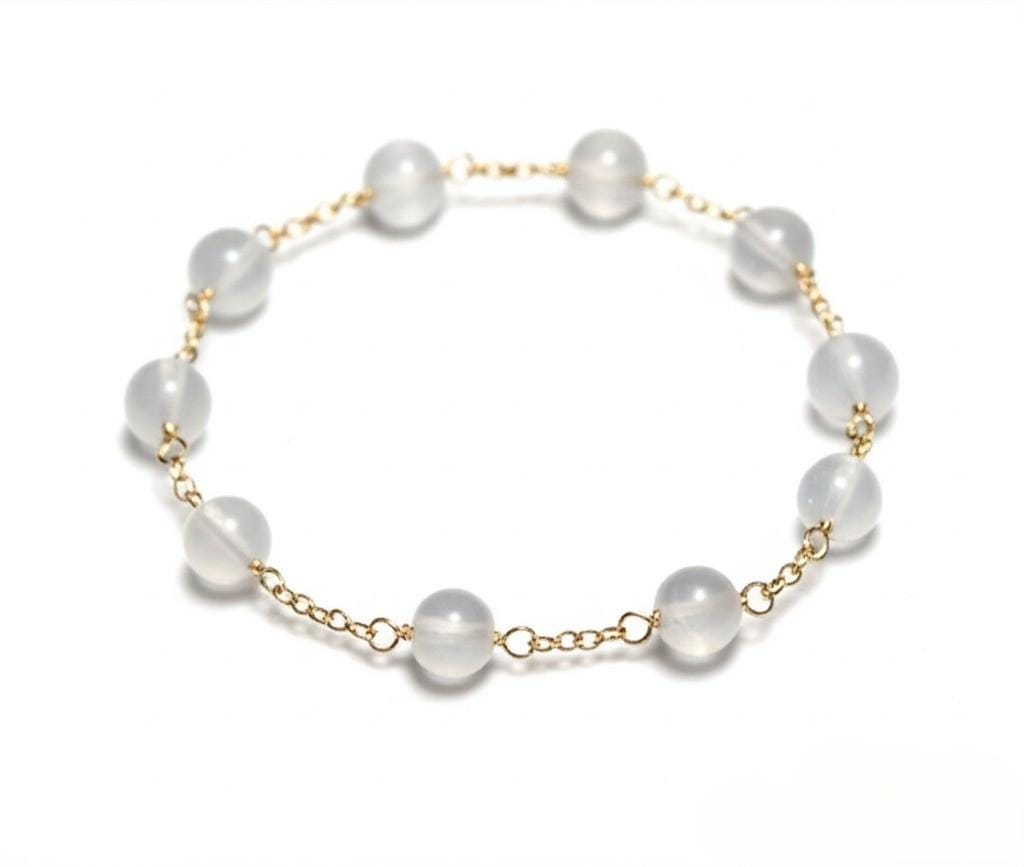 Moonstone Bracelet Gold Plated Sterling Silver | Handmade Gemstone Jewelry | Dainty Chain Bracelet Gift for Women