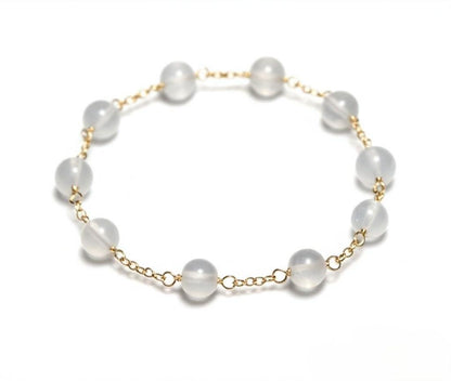 Moonstone Bracelet Gold Plated Sterling Silver | Handmade Gemstone Jewelry | Dainty Chain Bracelet Gift for Women