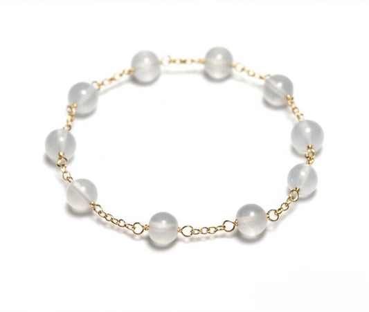 Moonstone Bracelet Gold Plated Sterling Silver | Handmade Gemstone Jewelry | Dainty Chain Bracelet Gift for Women
