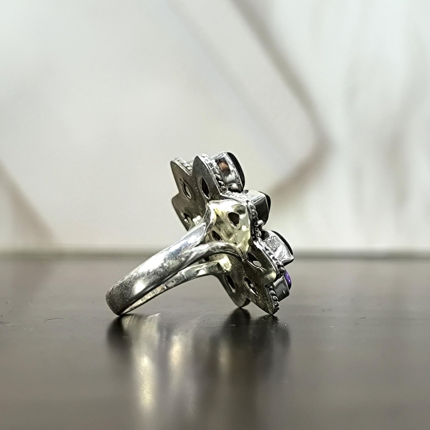 Amethyst floral ring | Amethyst ring woman | Sunflower Ring