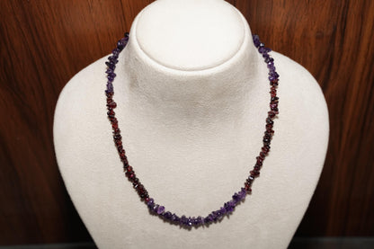 Amethyst necklace, Raw amethyst necklace, Garnet Necklace, Uncut Garnet Necklace Handmade Necklace, Gemstone Necklace, Dainty Necklace, Gift